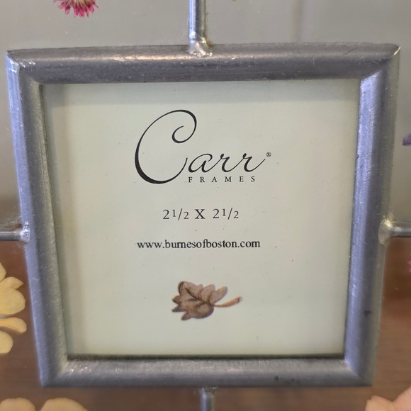 Vintage Carr Pressed Flower Stained Glass Picture Frame 2.5 in x 2.5 in - Picture 6 of 7